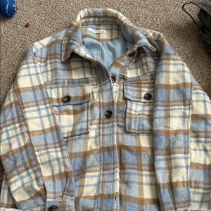 12th Tribe Blue and Cream Plaid Jacket